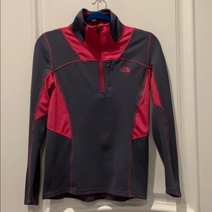 North face gray and pink quarter zip